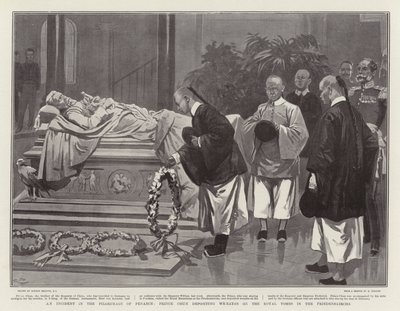 Un incidente nel pellegrinaggio di penitenza; il principe Chun deposita corone sulle tombe reali nella Friedenskirche da Gordon Frederick Browne